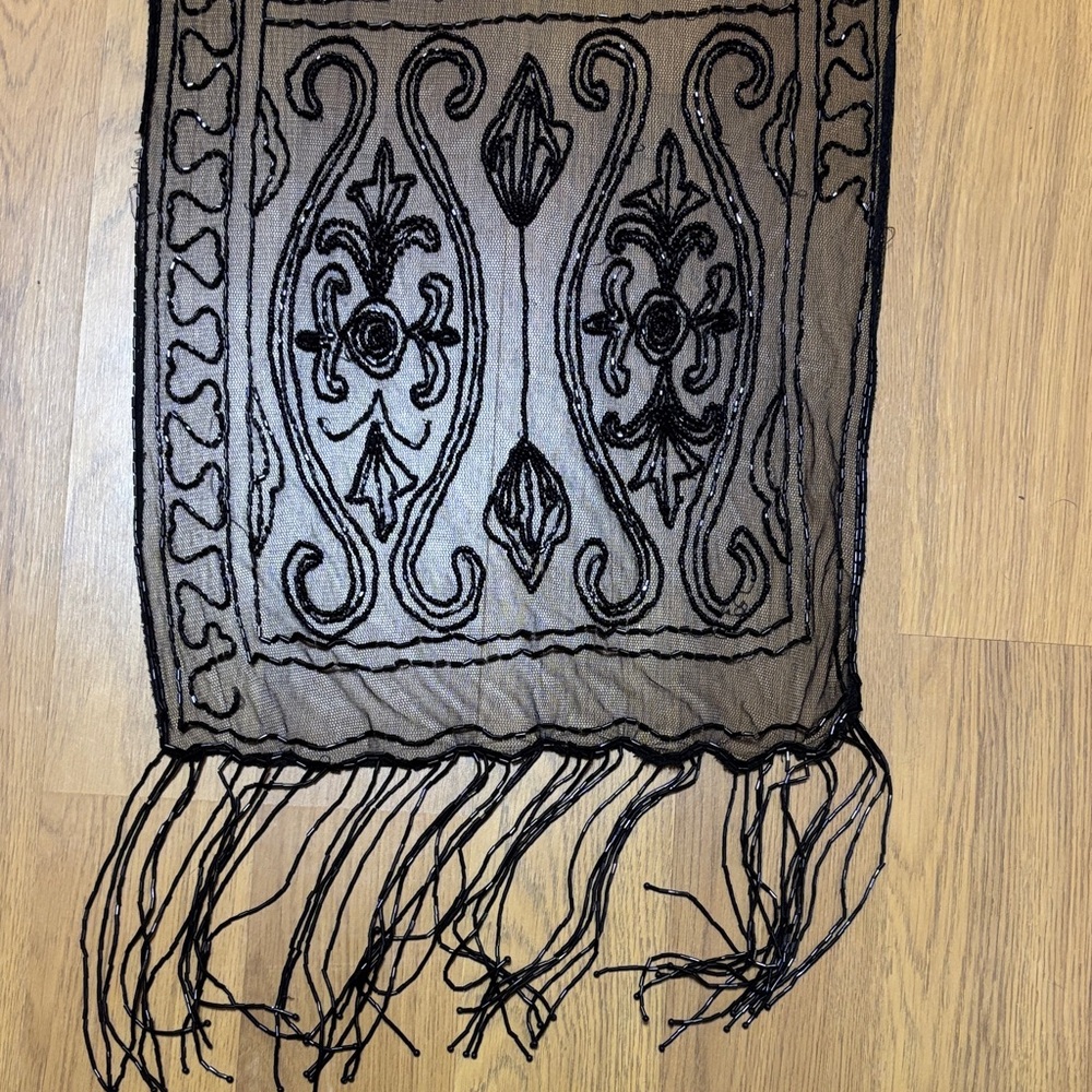 Elegant Black Sheer Scarf - Picture 2 of 6